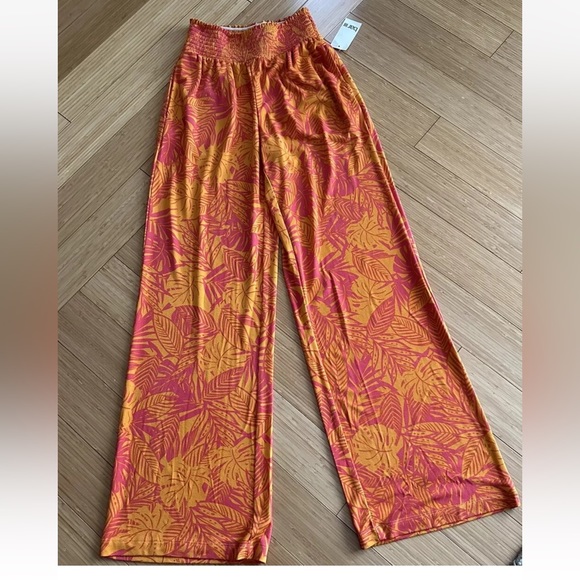 Bar III Pants - Bar III Jungle Shapes Beach Pants - Orange - Size X-Small - New With Tags